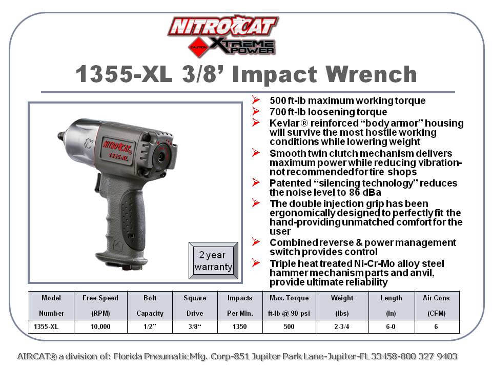 Automotive Air Tools Aircat 1355XL 3/8" NitroCat Extreme Torque Air