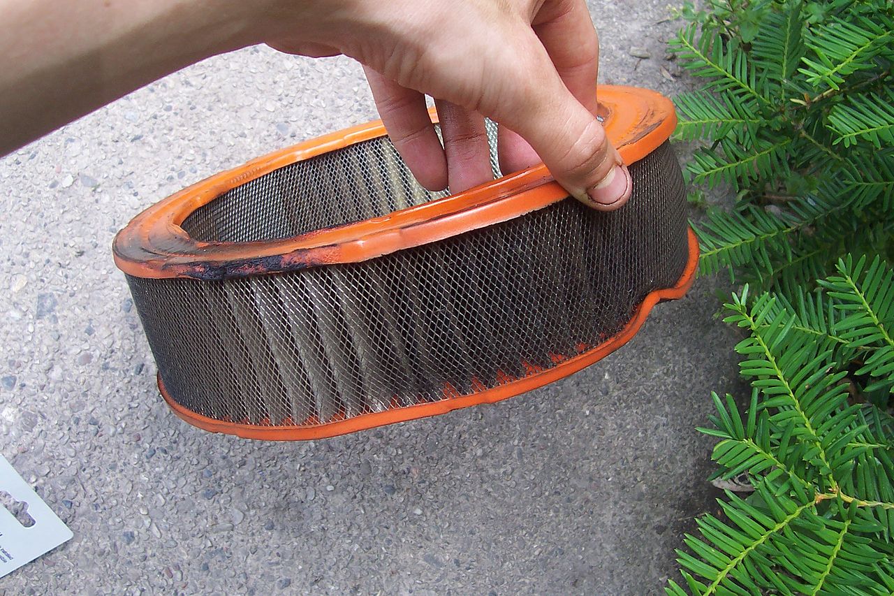 hand holding car air filter