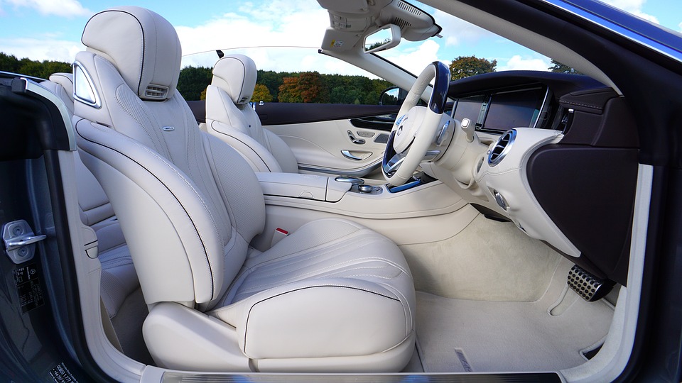 white interior of convertible car