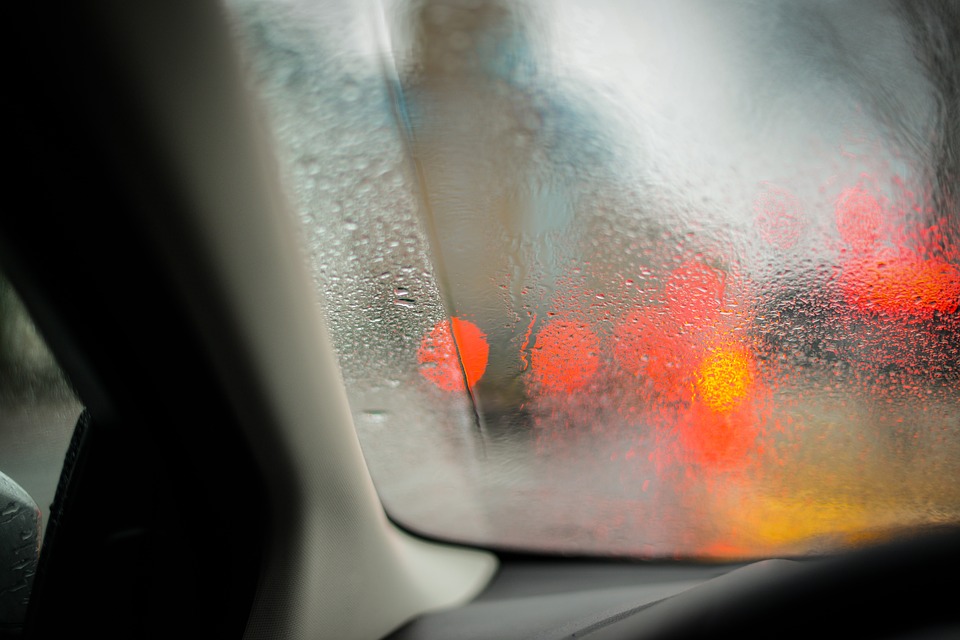 rain on car window