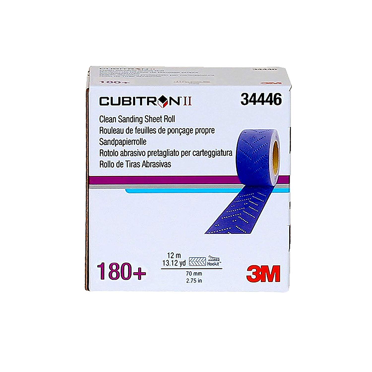 3M 34446 Hookit Clean Sanding Sheet Roll (180+, 70 mm x 12 m, 1 roll per box)