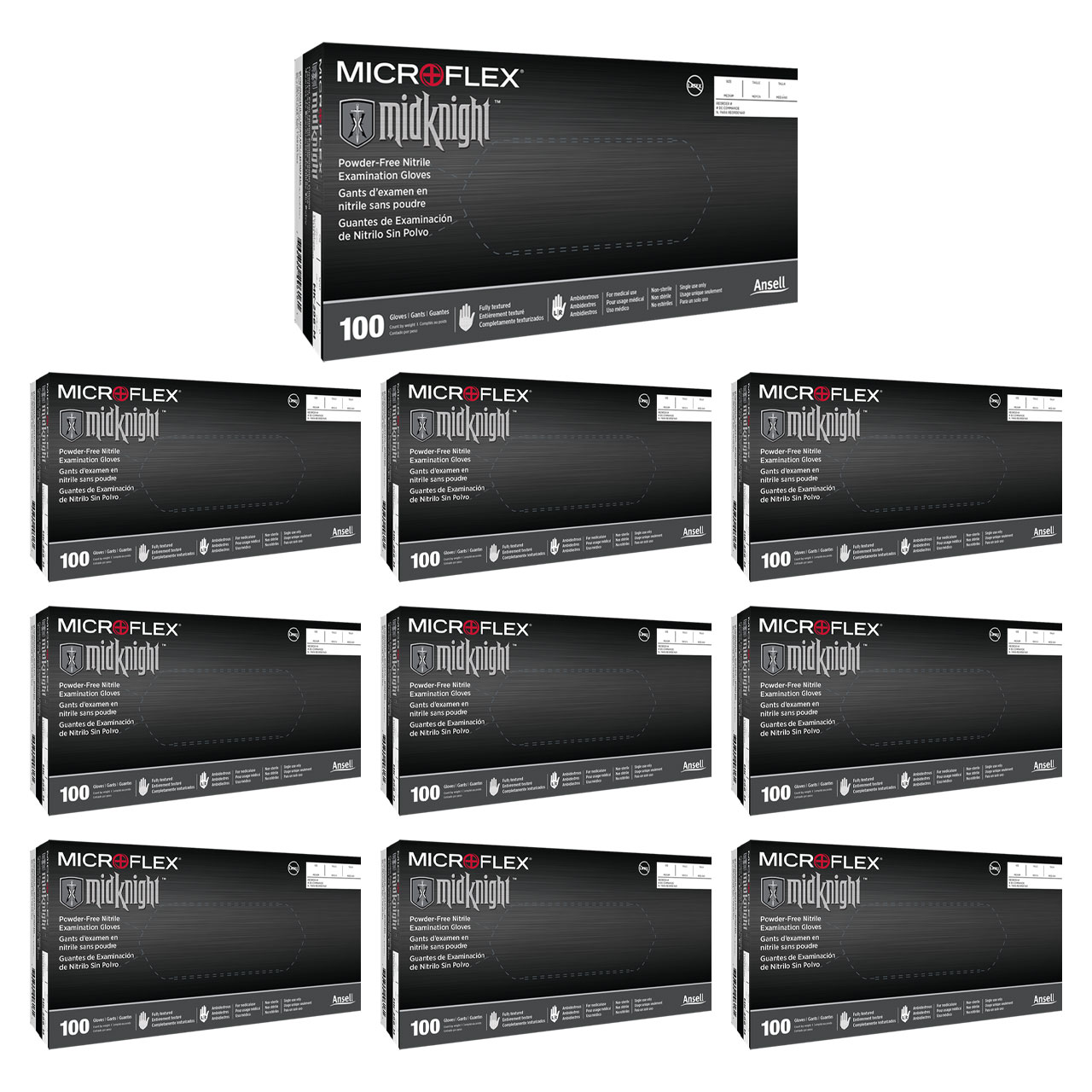 Microflex MK296XXL-10 Midknight Black Nitrile Gloves, XX-Large – (Case of 1000)